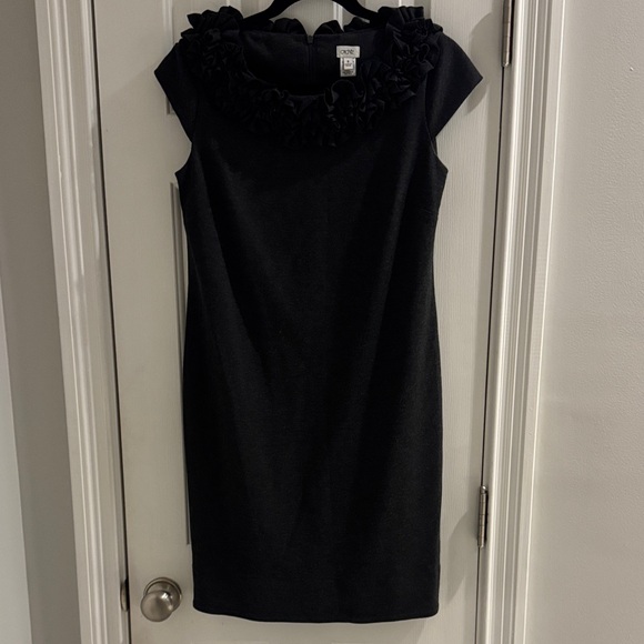 Caché Charcoal Vintage Dress w/ Layers of Ruffles at Neck - Picture 3 of 8